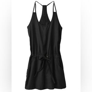 Athleta Black Tencel Lyocell Racerback Drawstring Mini Dress Pockets 983177 XXS